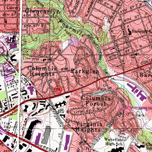 Topographic Map of Parkglen, VA