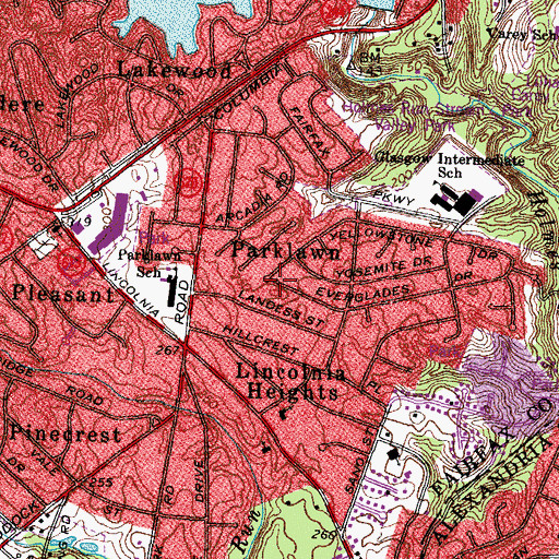 Topographic Map of Parklawn, VA
