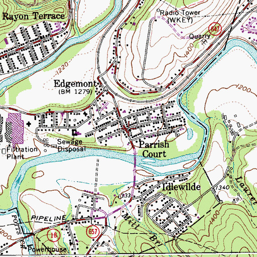 Topographic Map of Parrish Court, VA