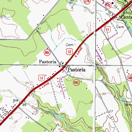 Topographic Map of Pastoria, VA