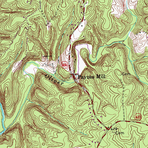 Topographic Map of Paynes Mill, VA