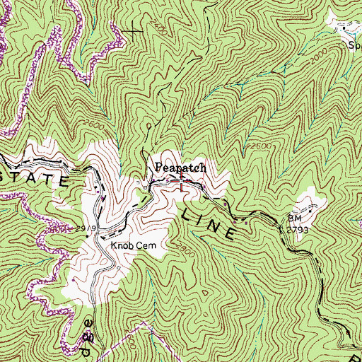 Topographic Map of Peapatch, VA