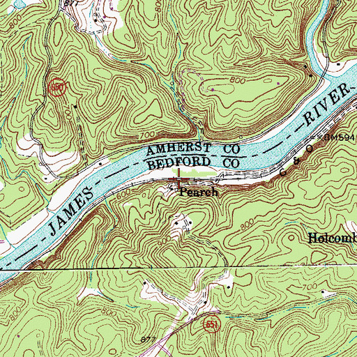 Topographic Map of Pearch, VA