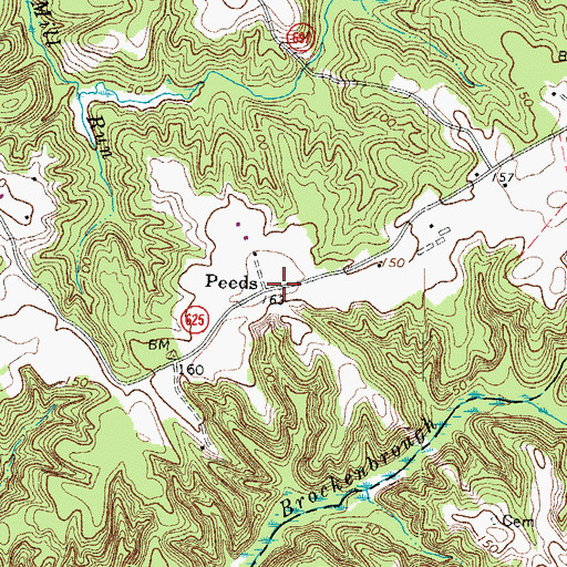 Topographic Map of Peeds, VA