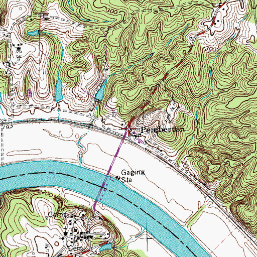 Topographic Map of Pemberton, VA