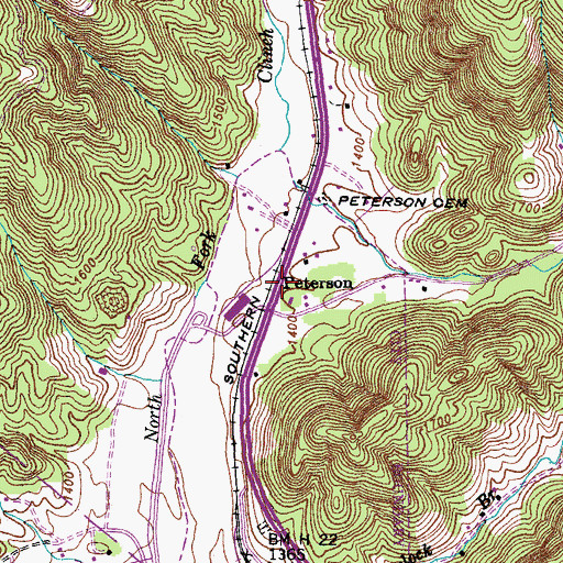 Topographic Map of Peterson, VA