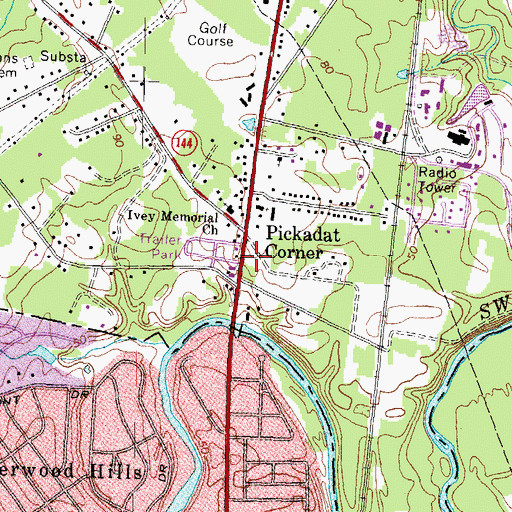 Topographic Map of Pickadat Corner, VA