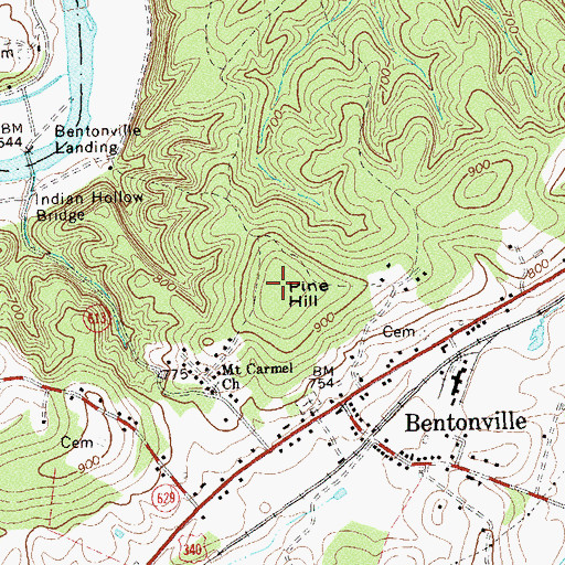Topographic Map of Pine Hill, VA