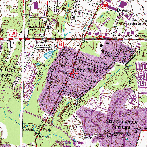 Topographic Map of Pine Ridge, VA