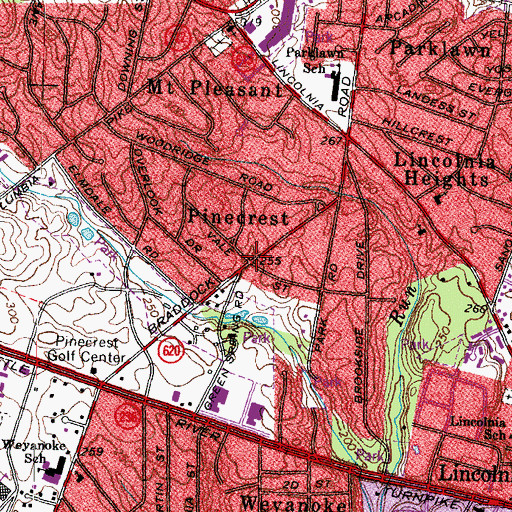 Topographic Map of Pinecrest, VA