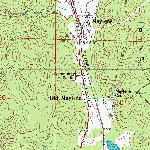 Topographic Map of Maylene Elementary School (historical), AL
