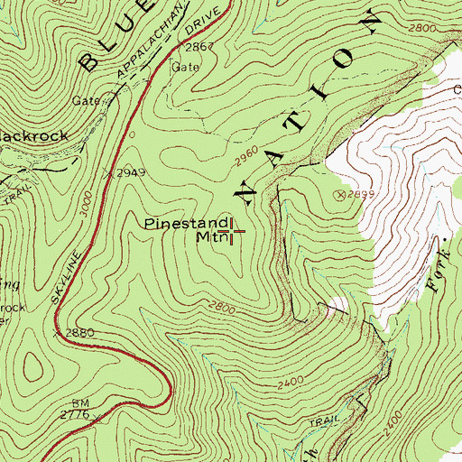 Topographic Map of Pinestand Mountain, VA