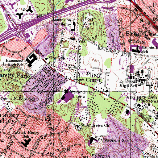 Topographic Map of Piney Court, VA