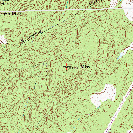 Topographic Map of Piney Mountain, VA