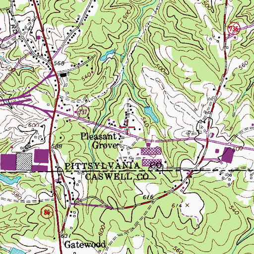 Topographic Map of Pleasant Grove, VA