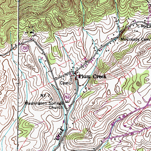 Topographic Map of Plum Creek, VA