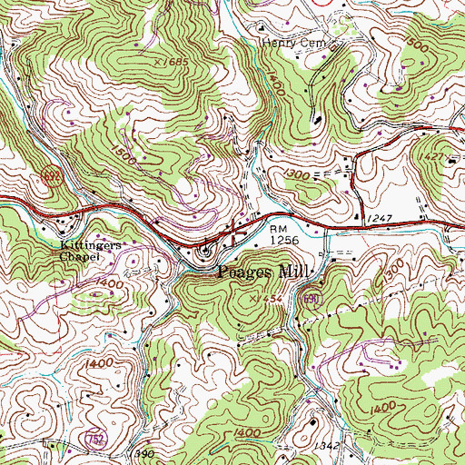 Topographic Map of Poages Mill, VA