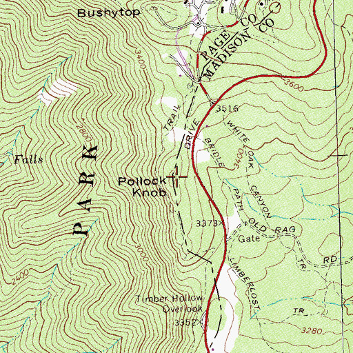 Topographic Map of Pollock Knob, VA