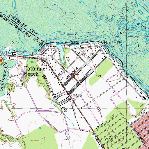 Topographic Map of Potomac Beach, VA