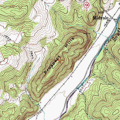 Topographic Map of Prospect Hills, VA
