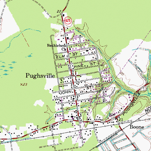 Topographic Map of Pughsville, VA