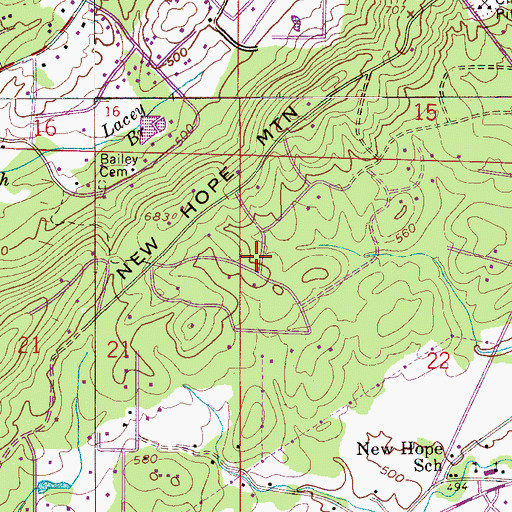 Topographic Map of Old Acton Cemetery, AL