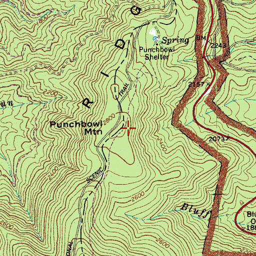 Topographic Map of Punchbowl Mountain, VA