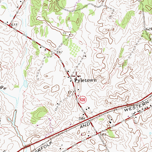 Topographic Map of Pyletown, VA