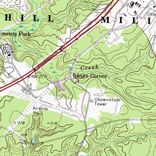 Topographic Map of Range Corner, VA