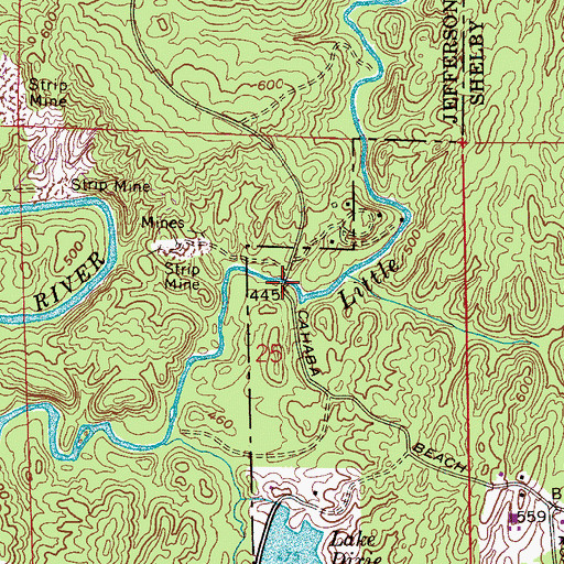 Topographic Map of Old Iron Bridge, AL
