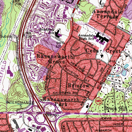 Topographic Map of Ravensworth Grove, VA