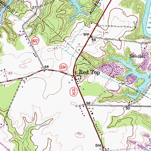 Topographic Map of Red Top, VA
