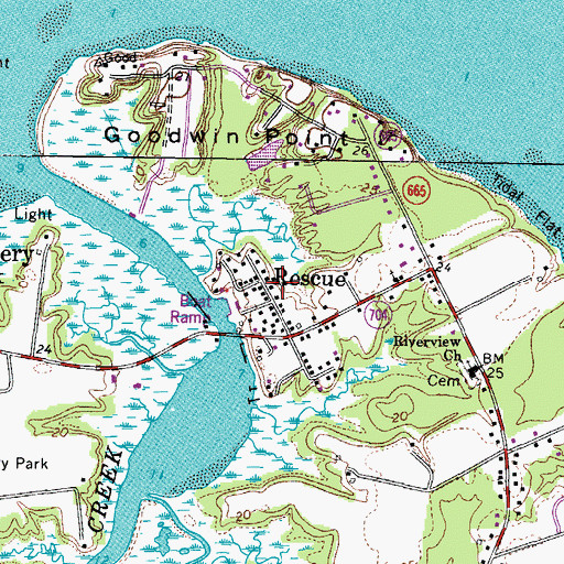 Topographic Map of Rescue, VA