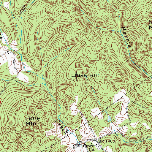 Topographic Map of Rich Hill, VA