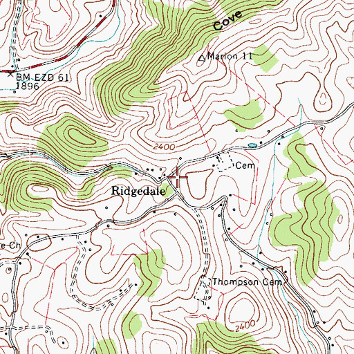 Topographic Map of Ridgedale, VA