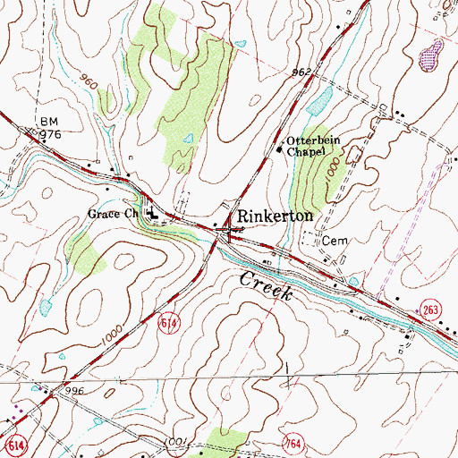 Topographic Map of Rinkerton, VA