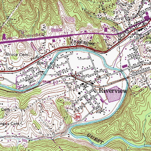 Topographic Map of Riverview, VA