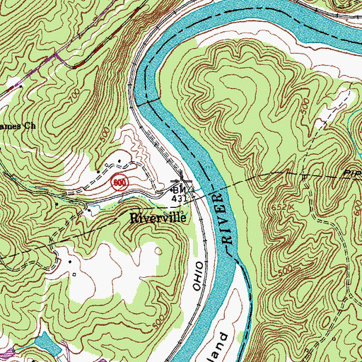 Topographic Map of Riverville, VA