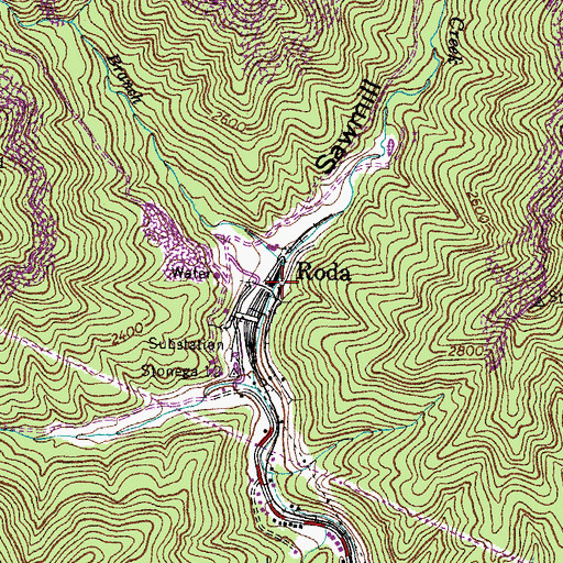 Topographic Map of Roda, VA