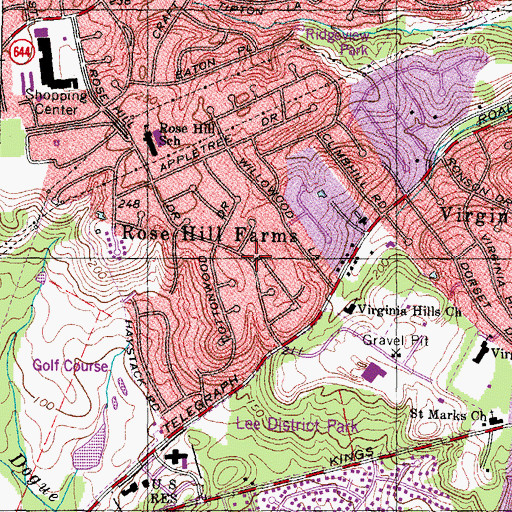 Topographic Map of Rose Hill Farms, VA