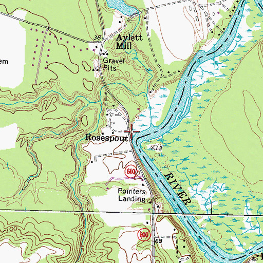 Topographic Map of Rosespout, VA