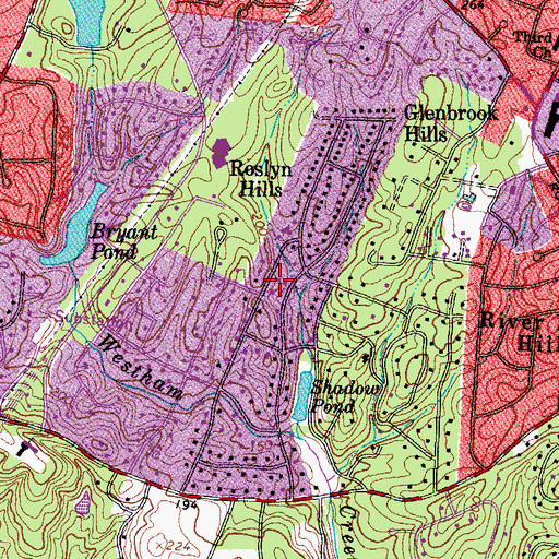 Topographic Map of Roslyn Hills, VA