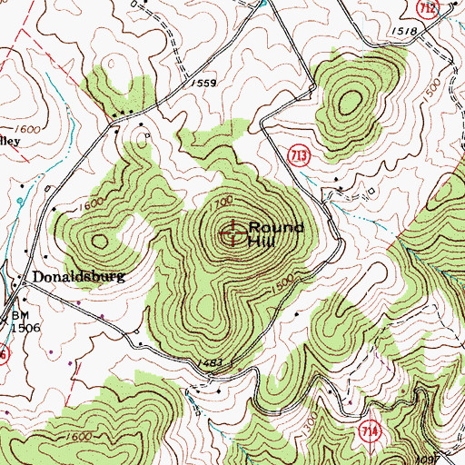 Topographic Map of Round Hill, VA