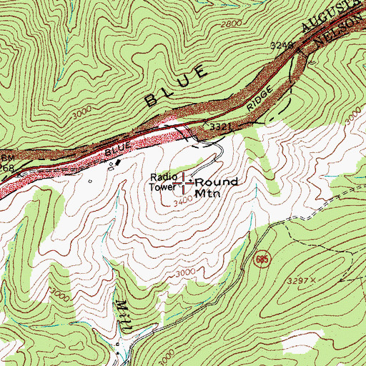 Topographic Map of Round Mountain, VA