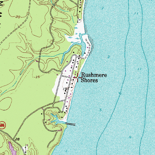 Topographic Map of Rushmere Shores, VA