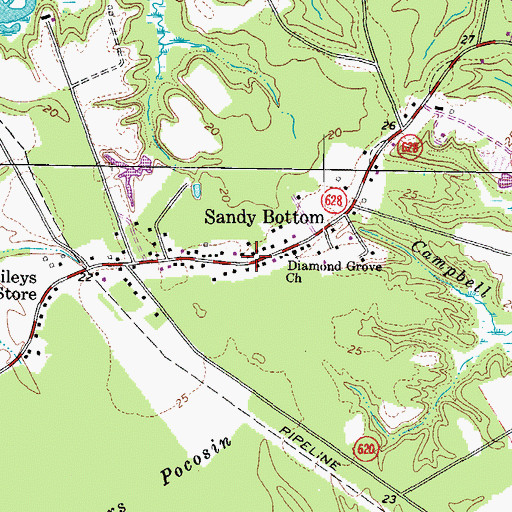 Topographic Map of Sandy Bottom, VA