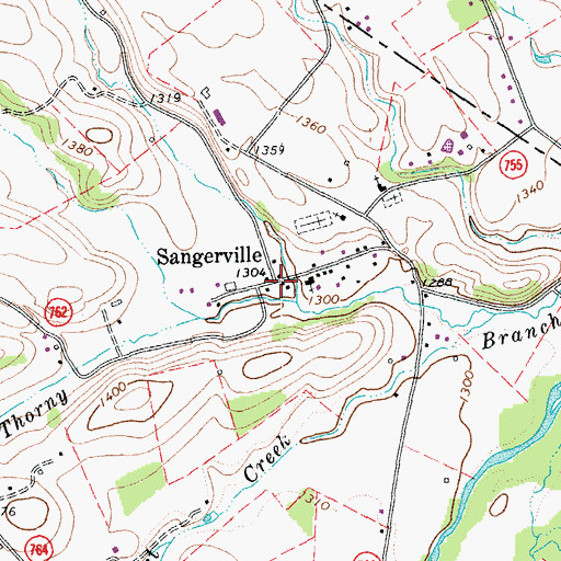 Topographic Map of Sangerville, VA