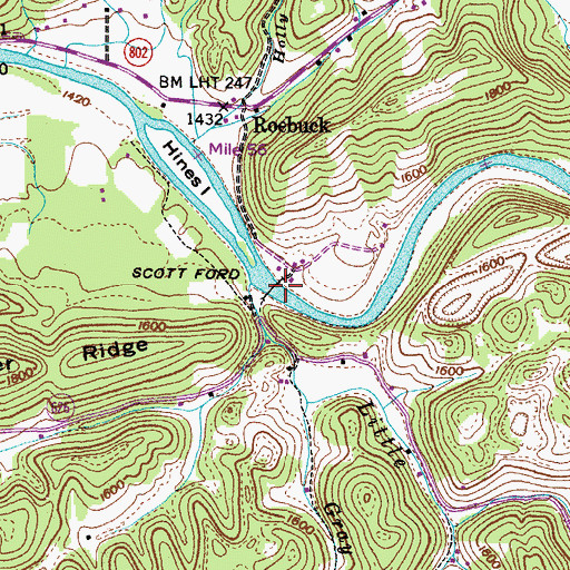 Topographic Map of Scott Ford, VA