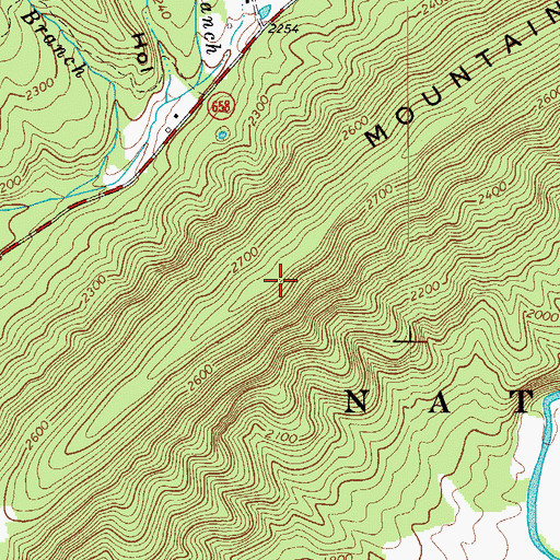 Topographic Map of Sevenmile Mountain, VA