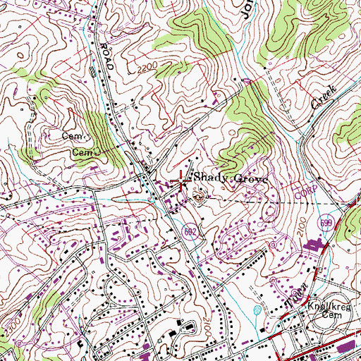 Topographic Map of Shady Grove, VA